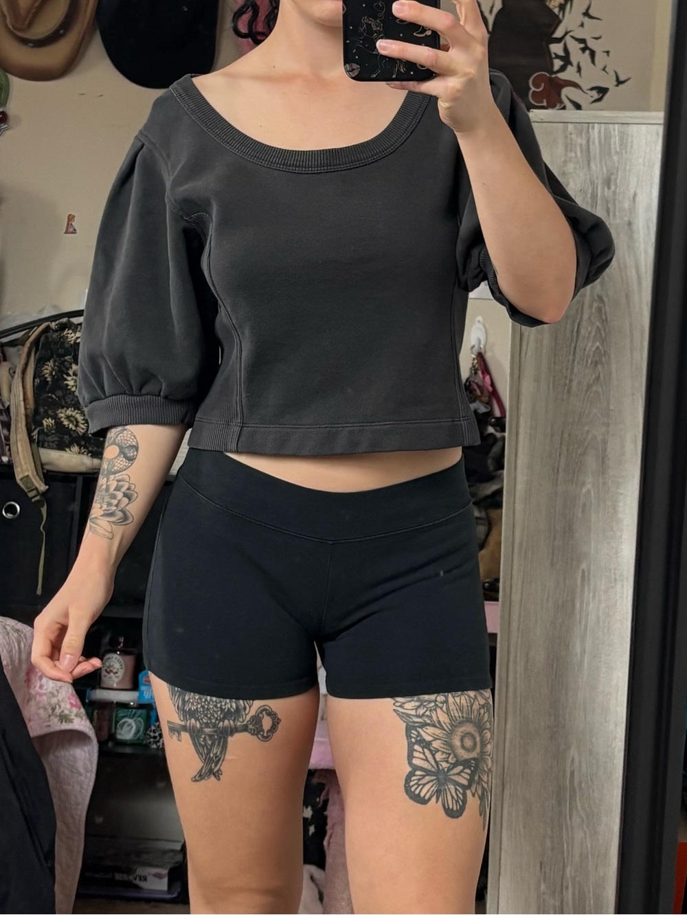NEW Aerie Puff Sleeve Cropped Sweatshirt